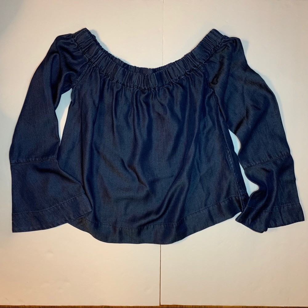 Seven For All Mankind Denim Off Shoulder Top